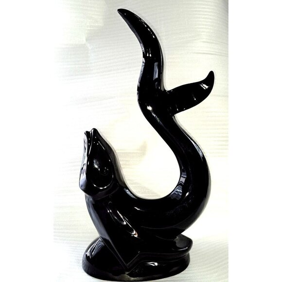 Haeger Ebony Black Ceramic 19" Flying Fish Vintage Art Pottery Sculpture - Picture 3 of 9